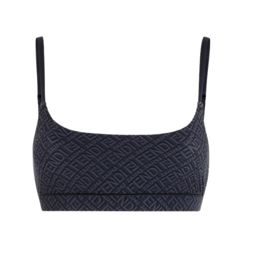 NEW Fendi x Skims Scoop Bralette Black Bra Logo size M